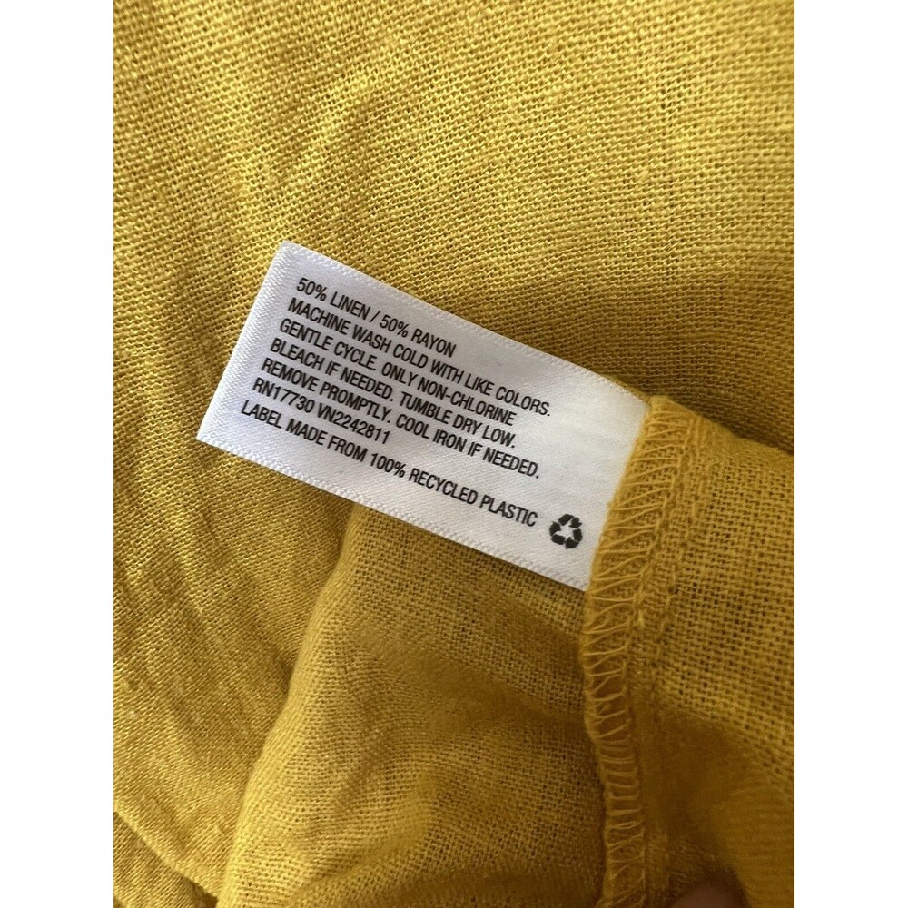 Plus Size Ava & Viv Linen Blend Solid Yellow Mustard Dress Size X - Picture 5 of 8
